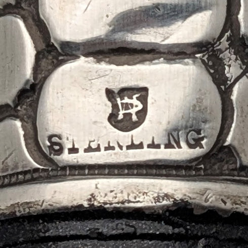 米国アンティーク ブラックシャフト クロコダイル調純銀装飾ハンドル ステッキ 杖 80cm